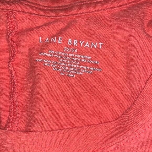 Lane Bryant Coral 3/4 Sleeve Ruched Tunic Top Plus Size 22/24 Cotton/Polyester W - Picture 2 of 9